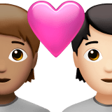 🧑🏽‍❤️‍🧑🏻 Couple with Heart: Person, Person, Medium Skin Tone, Light Skin Tone, Emoji by Apple