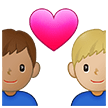 👨🏽‍❤️‍👨🏼 Couple with Heart: Man, Man, Medium Skin Tone, Medium-Light Skin Tone, Emoji by Samsung