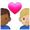 👨🏾‍❤️‍👨🏼 Couple with Heart: Man, Man, Medium-Dark Skin Tone, Medium-Light Skin Tone, Emoji by Samsung