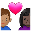 👩🏿‍❤️‍👨🏽 Couple with Heart: Woman, Man, Dark Skin Tone, Medium Skin Tone, Emoji by Samsung