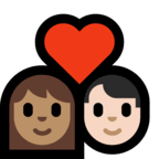 👩🏽‍❤️‍👨🏻 Couple with Heart: Woman, Man, Medium Skin Tone, Light Skin Tone, Emoji by Microsoft
