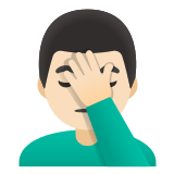 🤦🏻‍♂️ Homme Avec La Paume Sur Le Visage : Peau Claire Emoji par Google