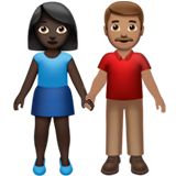 👩🏿‍🤝‍👨🏽 Woman and Man Holding Hands: Dark Skin Tone, Medium Skin Tone, Emoji by Apple