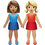 👩🏽‍🤝‍👩🏼 Women Holding Hands: Medium Skin Tone, Medium-Light Skin Tone, Emoji by Apple