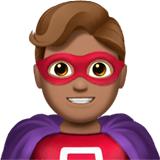 🦸🏽‍♂️ Super-Héros Homme : Peau Légèrement Mate Emoji par Apple