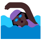 🏊🏿‍♀️ Woman Swimming: Dark Skin Tone, Emoji by Microsoft