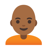 🧑🏾‍🦲 Erwachsener: Mitteldunkle Hautfarbe, Glatze Emoji von Google
