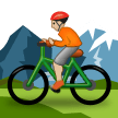 🚵🏼 Person Mountain Biking: Medium-Light Skin Tone, Emoji by Samsung