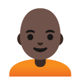 🧑🏿‍🦲 Erwachsener: Dunkle Hautfarbe, Glatze Emoji von Google