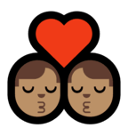 👨🏽‍❤️‍💋‍👨🏽 Kiss: Man, Man, Medium Skin Tone, Emoji by Microsoft