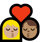 👩🏼‍❤️‍💋‍👨🏽 Kiss: Woman, Man, Medium-Light Skin Tone, Medium Skin Tone, Emoji by Microsoft