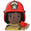 👩🏿‍🚒 Woman Firefighter: Dark Skin Tone, Emoji by Samsung