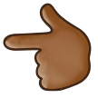 👈🏾 Nach Links Weisender Zeigefinger: Mitteldunkle Hautfarbe Emoji von Samsung