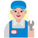 👩🏼‍🔧 Woman Mechanic: Medium-Light Skin Tone, Emoji by Microsoft