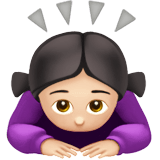 🙇🏻‍♀️ Woman Bowing: Light Skin Tone, Emoji by Apple