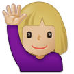 🙋🏼‍♀️ Woman Raising Hand: Medium-Light Skin Tone, Emoji by Samsung