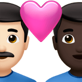 👨🏻‍❤️‍👨🏿 Couple with Heart: Man, Man, Light Skin Tone, Dark Skin Tone, Emoji by Apple