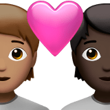 🧑🏽‍❤️‍🧑🏿 Couple with Heart: Person, Person, Medium Skin Tone, Dark Skin Tone, Emoji by Apple