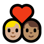 👨🏼‍❤️‍👨🏽 Couple with Heart: Man, Man, Medium-Light Skin Tone, Medium Skin Tone, Emoji by Microsoft