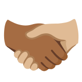 🫱🏾‍🫲🏼 Handshake: Medium-Dark Skin Tone, Medium-Light Skin Tone, Emoji by Google