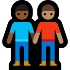 👨🏽‍🤝‍👨🏾 Men Holding Hands: Medium Skin Tone, Medium-Dark Skin Tone, Emoji by Microsoft