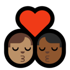 👨🏽‍❤️‍💋‍👨🏾 Kiss: Man, Man, Medium Skin Tone, Medium-Dark Skin Tone, Emoji by Microsoft