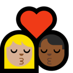 👩🏼‍❤️‍💋‍👨🏾 Kiss: Woman, Man, Medium-Light Skin Tone, Medium-Dark Skin Tone, Emoji by Microsoft