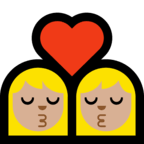 👩🏼‍❤️‍💋‍👩🏼 Kiss: Woman, Woman, Medium-Light Skin Tone, Emoji by Microsoft