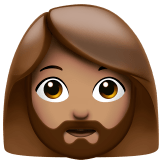 🧔🏽‍♀️ Woman: Medium Skin Tone, Beard, Emoji by Apple