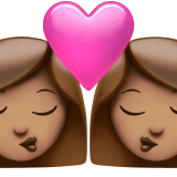 👩🏽‍❤️‍💋‍👩🏽 Kiss: Woman, Woman, Medium Skin Tone, Emoji by Apple