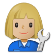👩🏼‍🔧 Woman Mechanic: Medium-Light Skin Tone, Emoji by Samsung