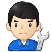 👨🏻‍🔧 Man Mechanic: Light Skin Tone, Emoji by Samsung