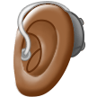 🦻🏾 Ear with Hearing Aid: Medium-Dark Skin Tone, Emoji by Samsung