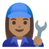 👩🏽‍🔧 Woman Mechanic: Medium Skin Tone, Emoji by Google