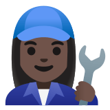👩🏿‍🔧 Woman Mechanic: Dark Skin Tone, Emoji by Google