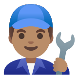 👨🏽‍🔧 Man Mechanic: Medium Skin Tone, Emoji by Google