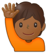 🙋🏾 Person Raising Hand: Medium-Dark Skin Tone, Emoji by Samsung