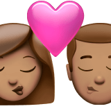 👩🏽‍❤️‍💋‍👨🏽 Kiss: Woman, Man, Medium Skin Tone, Emoji by Apple