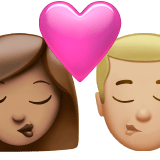 👩🏽‍❤️‍💋‍👨🏼 Kiss: Woman, Man, Medium Skin Tone, Medium-Light Skin Tone, Emoji by Apple