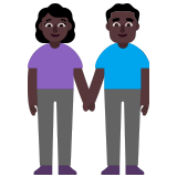 👫🏿 Woman and Man Holding Hands: Dark Skin Tone, Emoji by Microsoft