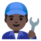 👨🏿‍🔧 Man Mechanic: Dark Skin Tone, Emoji by Google