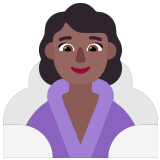 🧖🏾‍♀️ Frau in Dampfsauna: Mitteldunkle Hautfarbe Emoji von Microsoft