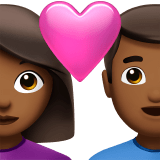 👩🏾‍❤️‍👨🏾 Couple with Heart: Woman, Man, Medium-Dark Skin Tone, Emoji by Apple