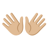 👐🏼 Mains Ouvertes : Peau Moyennement Claire Emoji par Google