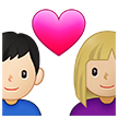👩🏼‍❤️‍👨🏻 Couple with Heart: Woman, Man, Medium-Light Skin Tone, Light Skin Tone, Emoji by Samsung