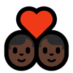 👨🏿‍❤️‍👨🏿 Couple with Heart: Man, Man, Dark Skin Tone, Emoji by Microsoft