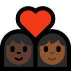 👩🏿‍❤️‍👩🏾 Couple with Heart: Woman, Woman, Dark Skin Tone, Medium-Dark Skin Tone, Emoji by Microsoft