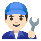 👨🏻‍🔧 Man Mechanic: Light Skin Tone, Emoji by Google