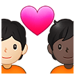 🧑🏻‍❤️‍🧑🏿 Couple with Heart: Person, Person, Light Skin Tone, Dark Skin Tone, Emoji by Samsung
