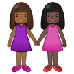 👩🏾‍🤝‍👩🏿 Händchen Haltende Frauen: Mitteldunkle Hautfarbe, Dunkle Hautfarbe Emoji von Samsung